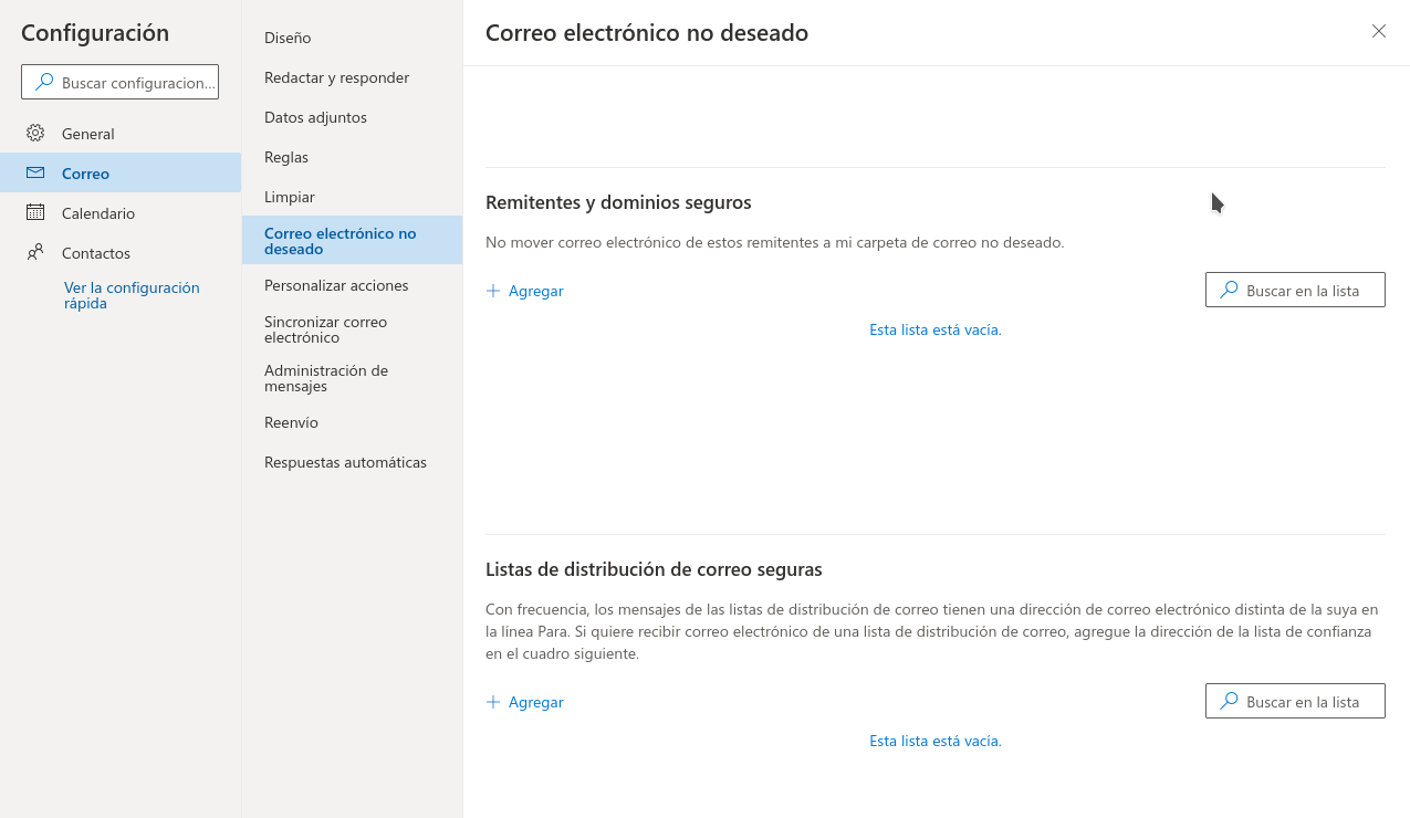 Panel configuracion