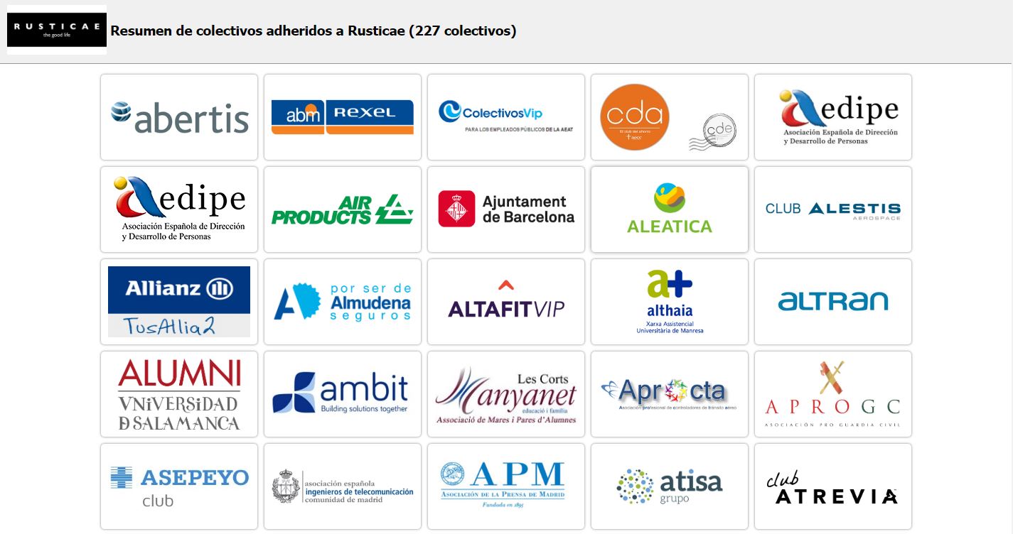 Rusticae entra en más de 200 portales de colectivos para empresas